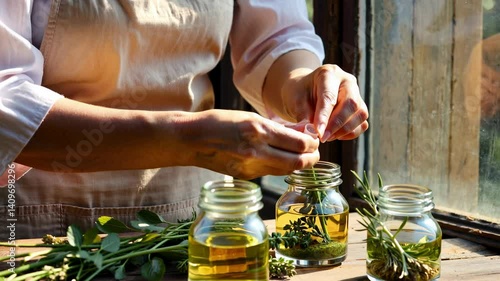 Preparing Herbal Remedies with Fresh Plants and Natural Oils for use in natural homeopathic treatments