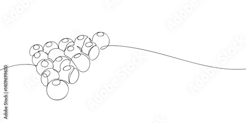 Continuous one line drawing of billiard balls arranged in triangle formation, perfect for artistic or game-themed minimalist visuals.