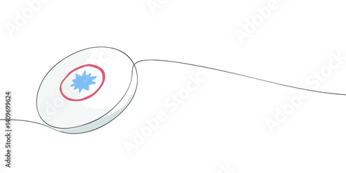 A single line drawing of a ultimate frisbee. Continuous line frisbee disc icon in color. One line icon. Vector illustration.