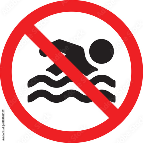 Prohibition sign for no swimming