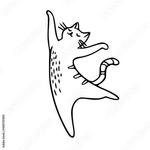 funny yoga cat vector drawing