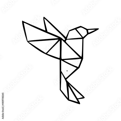 geometric hummingbird outline vector