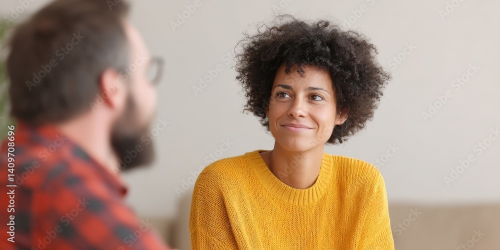 Emotional Intelligence and Empathy Through Travel and Meaningful Relationships, Engaging conversation between two people in a cozy setting, showcasing connection and warmth.