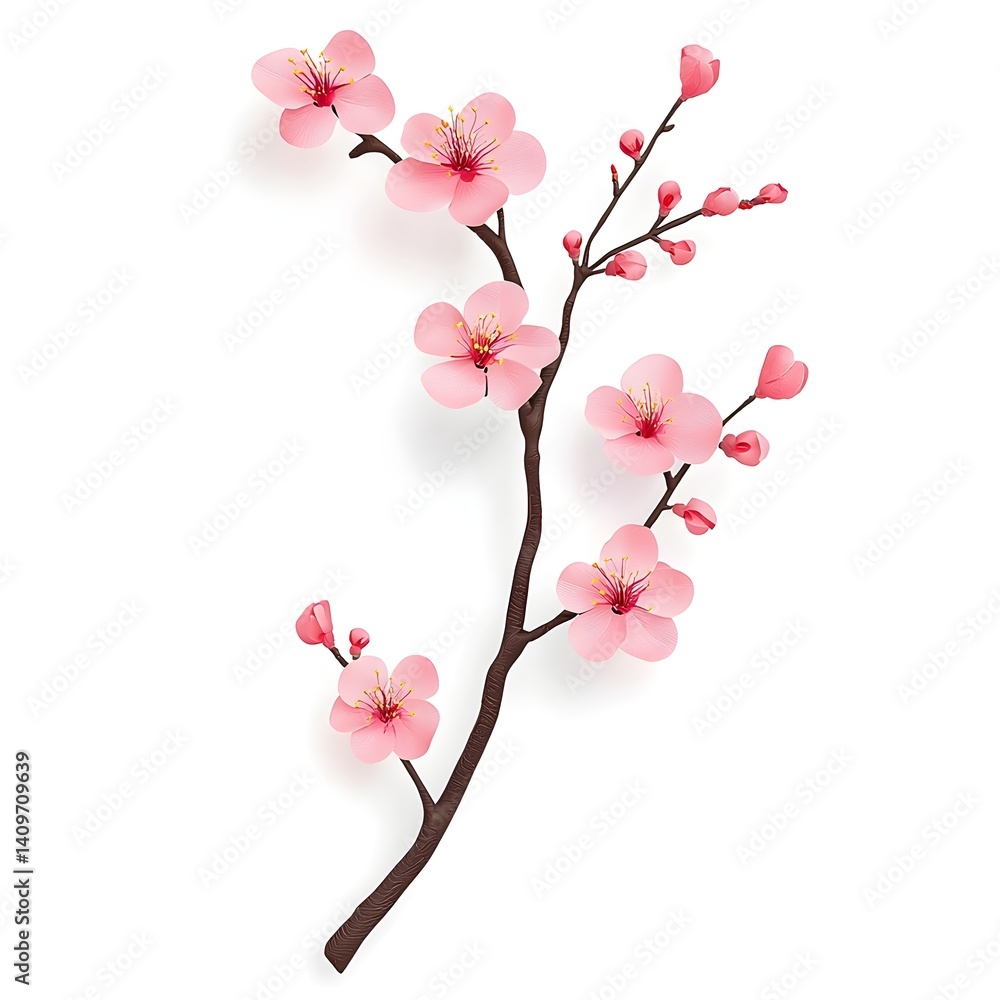 Fototapeta premium Delicate Pink Cherry Blossom Branch