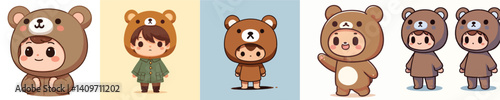vector boy wearing bear costume