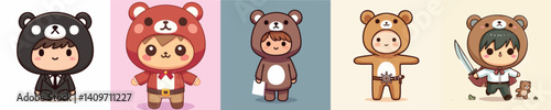 vector boy wearing bear costume
