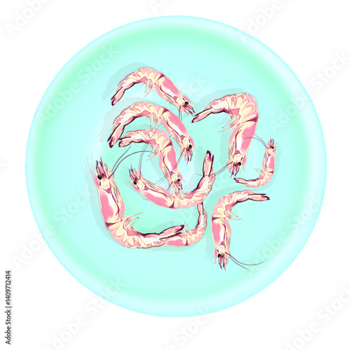 vector illustration of a plate of fried shrimp dish without background
