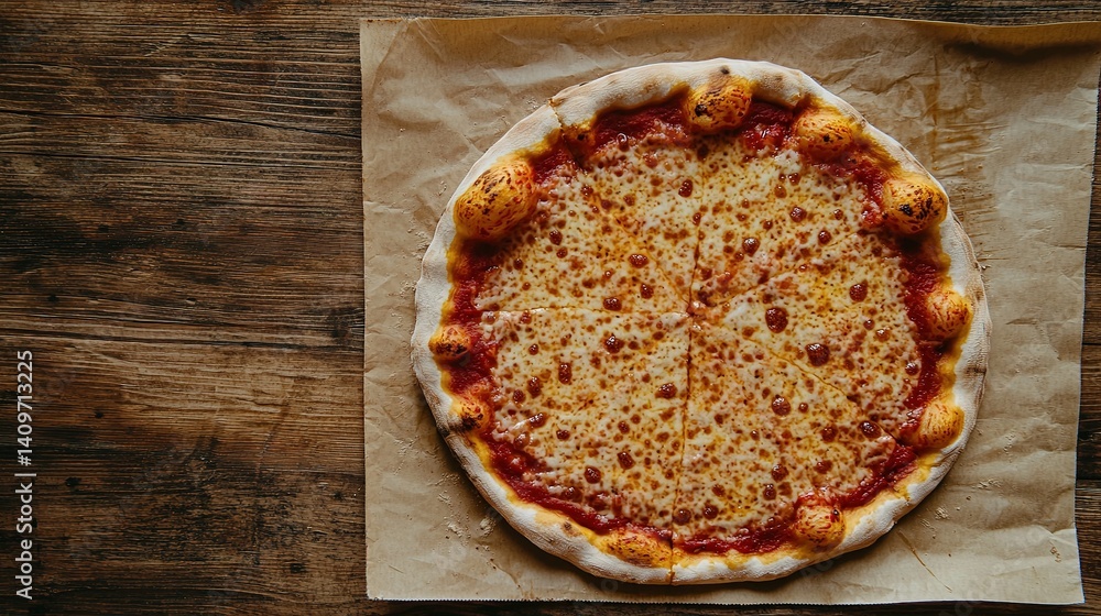 Irregular-shaped homebaked pizza from above rustic kitchen food photography cozy atmosphere topdown view Irregular-shaped homebaked pizza from above rustic kitchen food photography cozy atmosphere topdown view