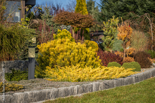 Beautiful Landscape With Colorful Plants in a Well-Maintained Garden