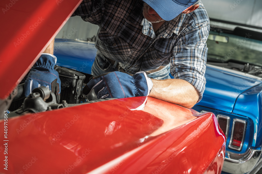 Car Maintenance in an Auto Shop During Daylight Hours