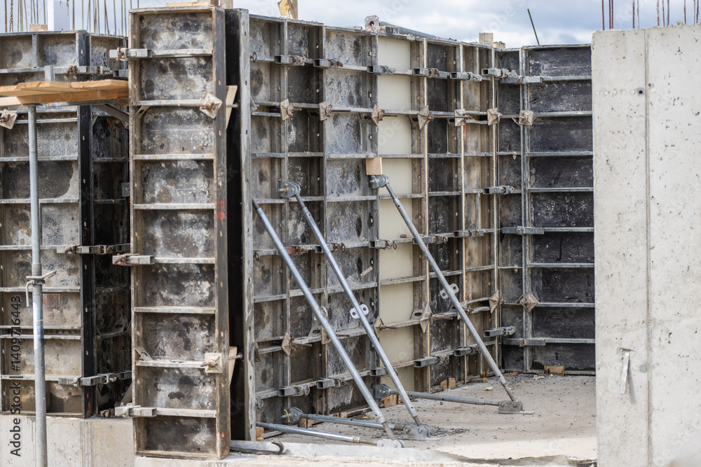 Construction Site Features Concrete Formwork and Scaffolding Details