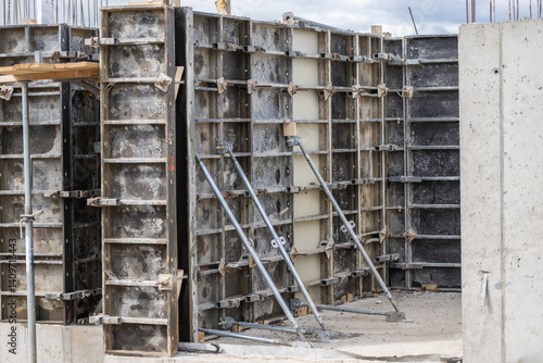 Construction Site Features Concrete Formwork and Scaffolding Details