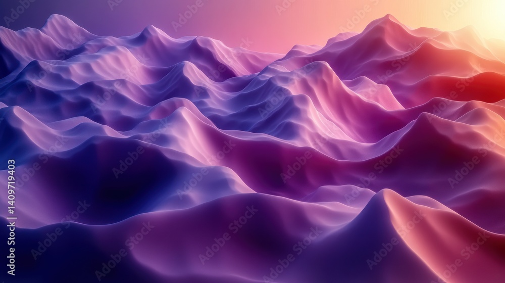 Obraz premium Abstract landscape of undulating mountains with vibrant color gradients