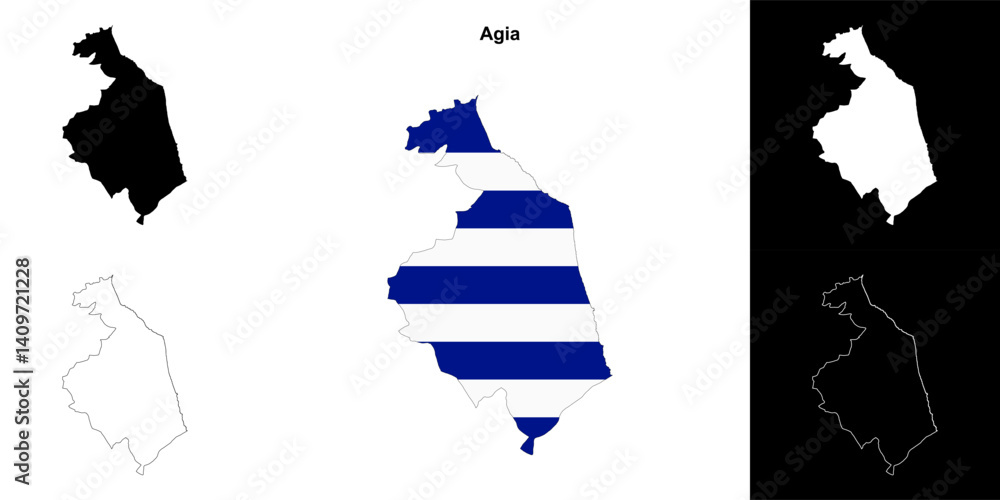 Obraz premium Agia blank outline map set