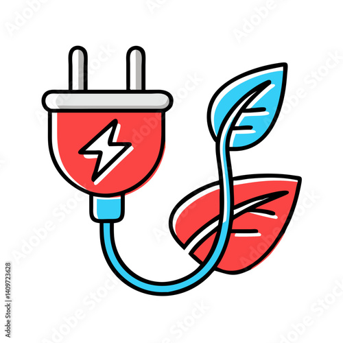 Power plug with leaf – green energy and electricity