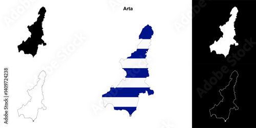 Arta blank outline map set