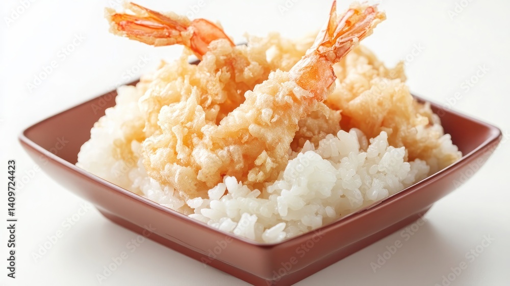 Bento snack box, rice, tempura, isolated with white background Bento snack box, rice, tempura, isolated with white background