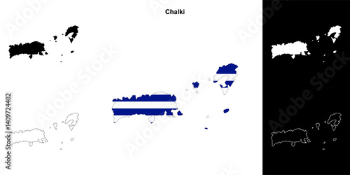 Chalki blank outline map set