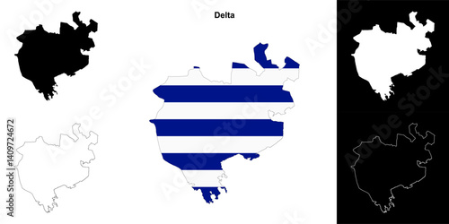 Delta blank outline map set
