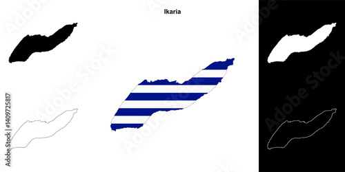 Ikaria blank outline map set