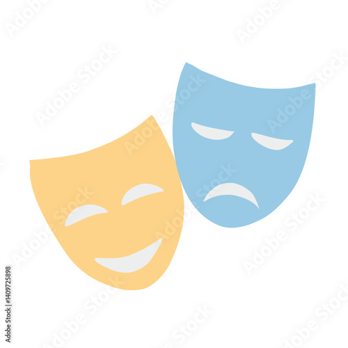 Theater drama comedy mask vector icon, actor acting logo