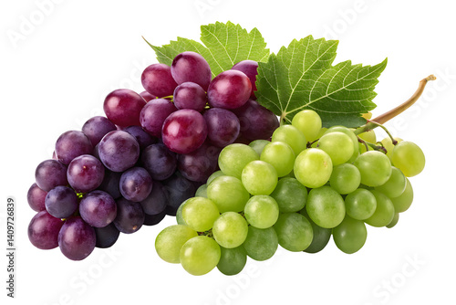 Assortment of Colorful Grapes Red Green and Black on a Stem.