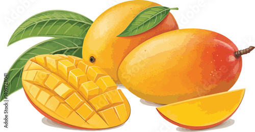 Mango vector design, Mango with Mango slice in white background vector design