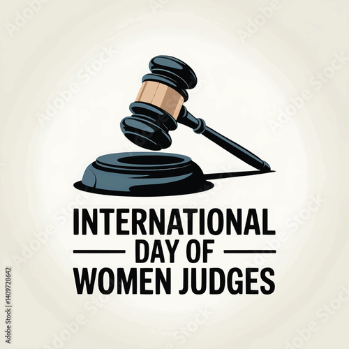 International Day of Women Judges Vector with Gavel and Symbol, Empowerment Design