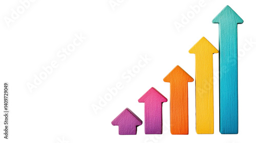 Vibrant multicolored arrow chart depicting an upward trend in business performance data visualization and financial progress Free Download Vibrant multicolored arrow chart depicting an upward trend in business performance data visualization and financial progress - GFXLoad
