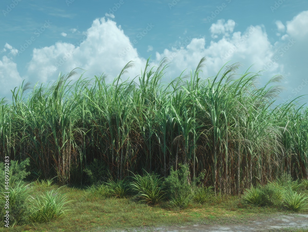 Lush green plants under a cloudy sky. The field of vegetation creates a serene and vibrant view. Ideal for nature or landscapes. Lush green plants under a cloudy sky. The field of vegetation creates a serene and vibrant view. Ideal for nature or landscapes.