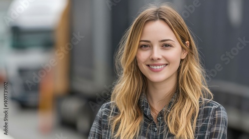 Wallpaper Mural Young woman smiling in casual wear, soft light from window; joyful simplicity in motion. Torontodigital.ca
