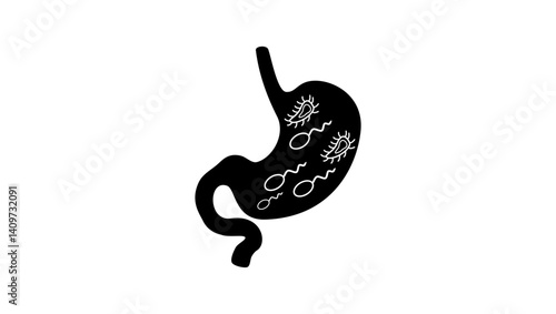 Gastroenteritis symbol, black isolated silhouette