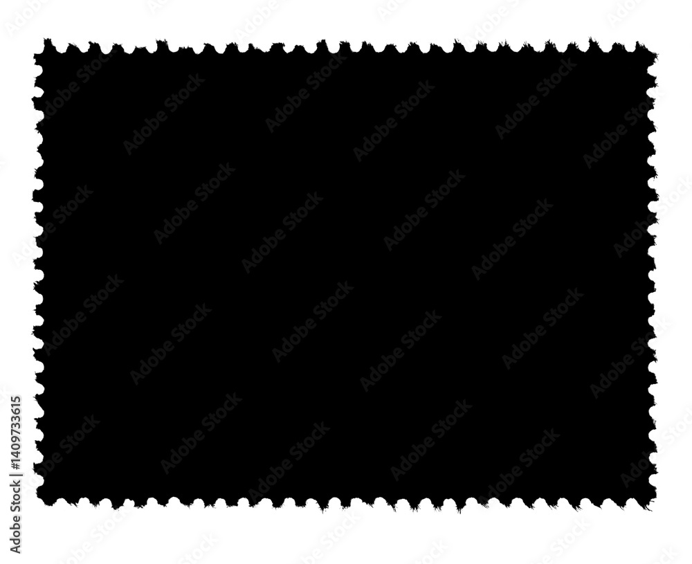 Postage stamp black template on transparent background