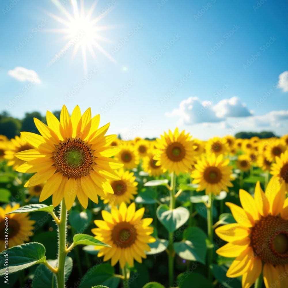 Summer sunflowers in a field, sunflowers, field Summer sunflowers in a field, sunflowers, field