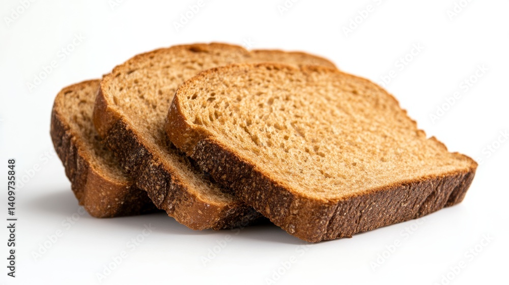 Slices of Whole Grain Bread on White Background for Healthy Eating Slices of Whole Grain Bread on White Background for Healthy Eating