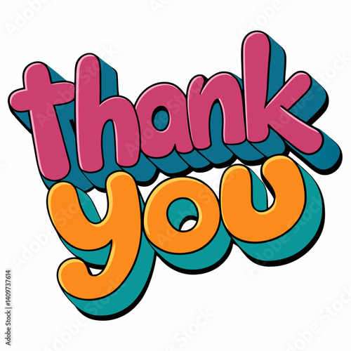 thank you 3d text vector illustration