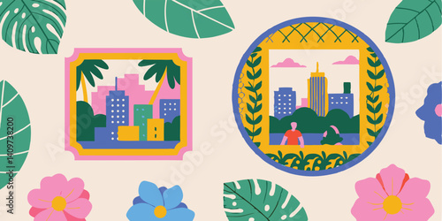 An inspiring art gallery floral display with frame-shaped petals, abstract sculpture leaves, and a canvas border.