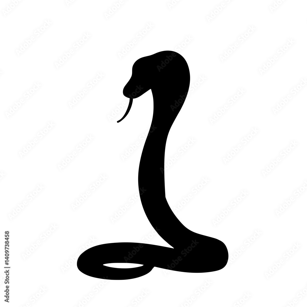 Fototapeta premium Minimalist black silhouette of Uraeus cobra symbolizing sovereignty and divine authority
