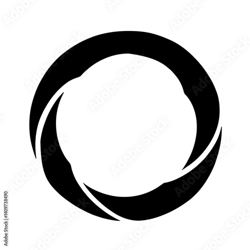 Minimalist black silhouette of the Shen ring symbolizing eternity and completeness