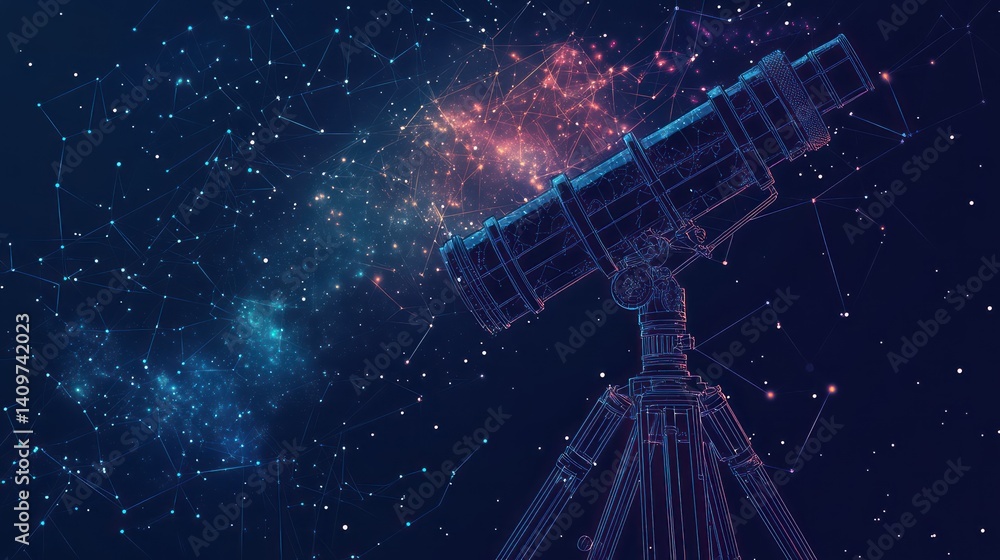 Night sky, telescope, constellations, research, exploration, cosmic, discovery, nebula, science, education