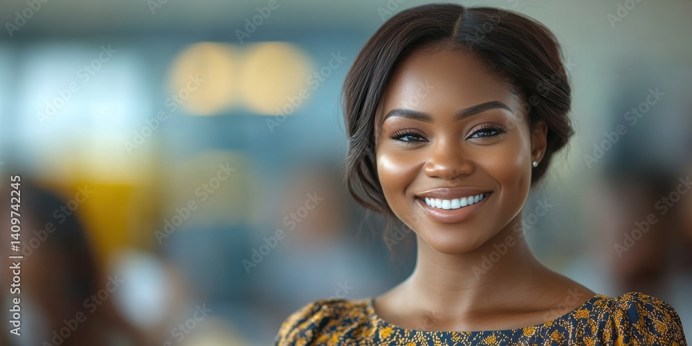 A woman with dreadlocks and gold earrings is smiling for the camera
