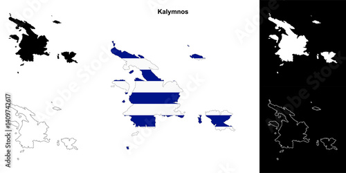 Kalymnos blank outline map set