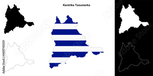 Kentrika Tzoumerka blank outline map set