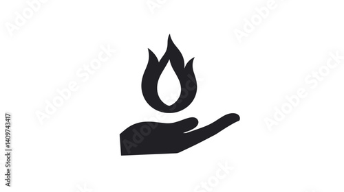 Hand holding flame symbolizing passion, energy, and transformation in design and branding
