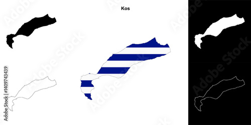 Kos blank outline map set