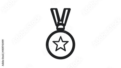 Medal with star symbolizing achievement, competition, and success in sports