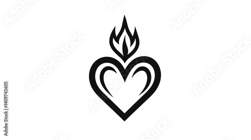Heart and flame symbol representing passion, love, and inspiration in art and design