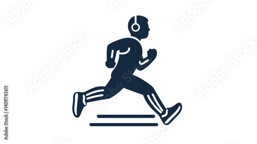 Dynamic illustration of a running man with headphones showcasing fitness and active lifestyle