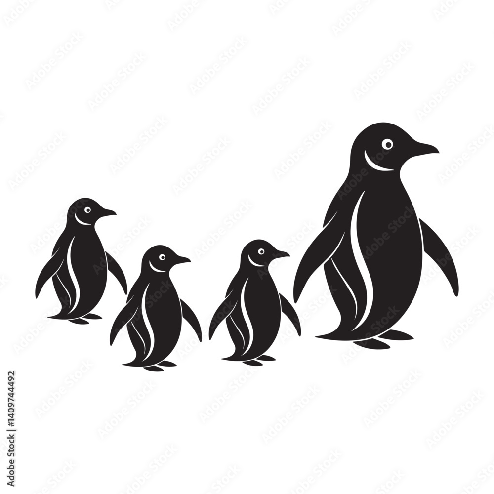 Naklejka premium penguins on the beach, penguins on a white background