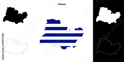 Nemea blank outline map set